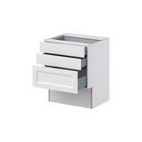 Hugo&Borg Riviera 24-in W x 30-in H x 21-in D Bright White 3-Drawer Base Fully Assembled Cabinet (Recessed Panel Style)