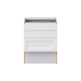 Hugo&Borg Riviera 24-in W x 30-in H x 21-in D Bright White 3-Drawer Base Fully Assembled Cabinet (Recessed Panel Style)