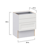 Hugo&Borg Riviera 24-in W x 30-in H x 21-in D Bright White 3-Drawer Base Fully Assembled Cabinet (Recessed Panel Style)