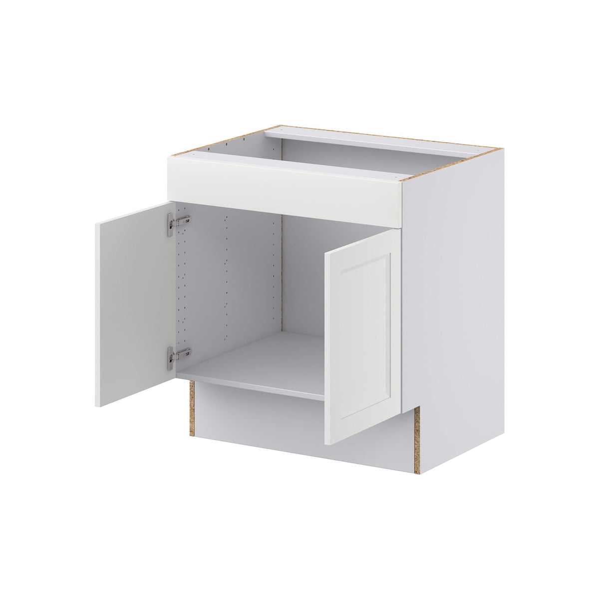 Hugo&Borg Riviera 30-in W x 32.5-in H x 24-in D Bright White Sink Base Fully Assembled Cabinet (Recessed Panel Shaker Style)