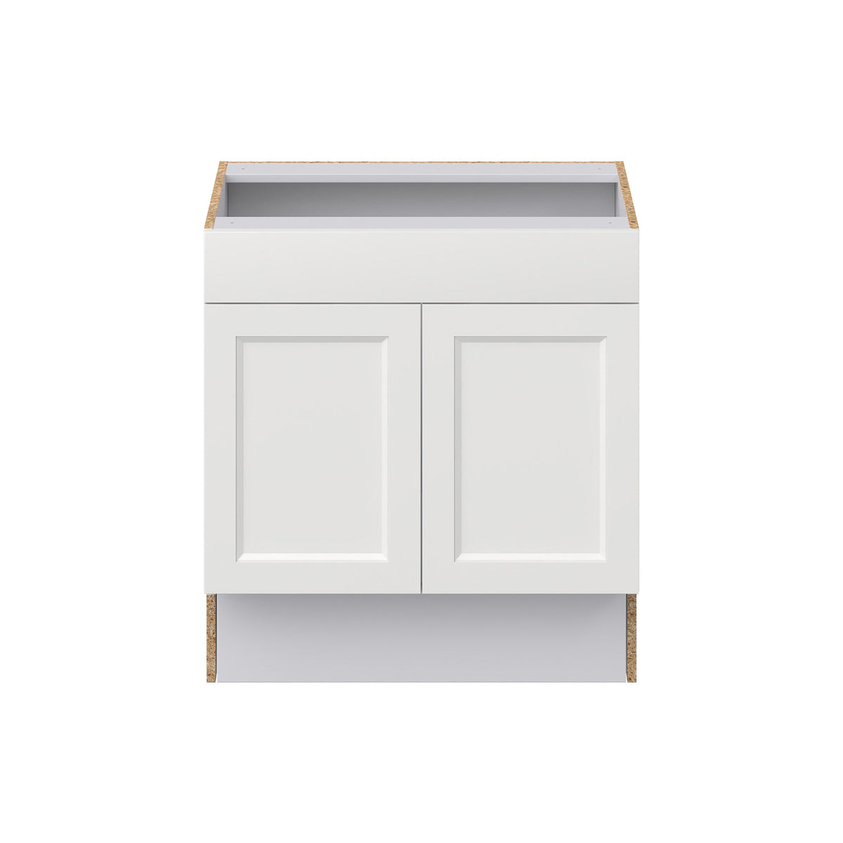 Hugo&Borg Riviera 30-in W x 32.5-in H x 24-in D Bright White Sink Base Fully Assembled Cabinet (Recessed Panel Shaker Style)