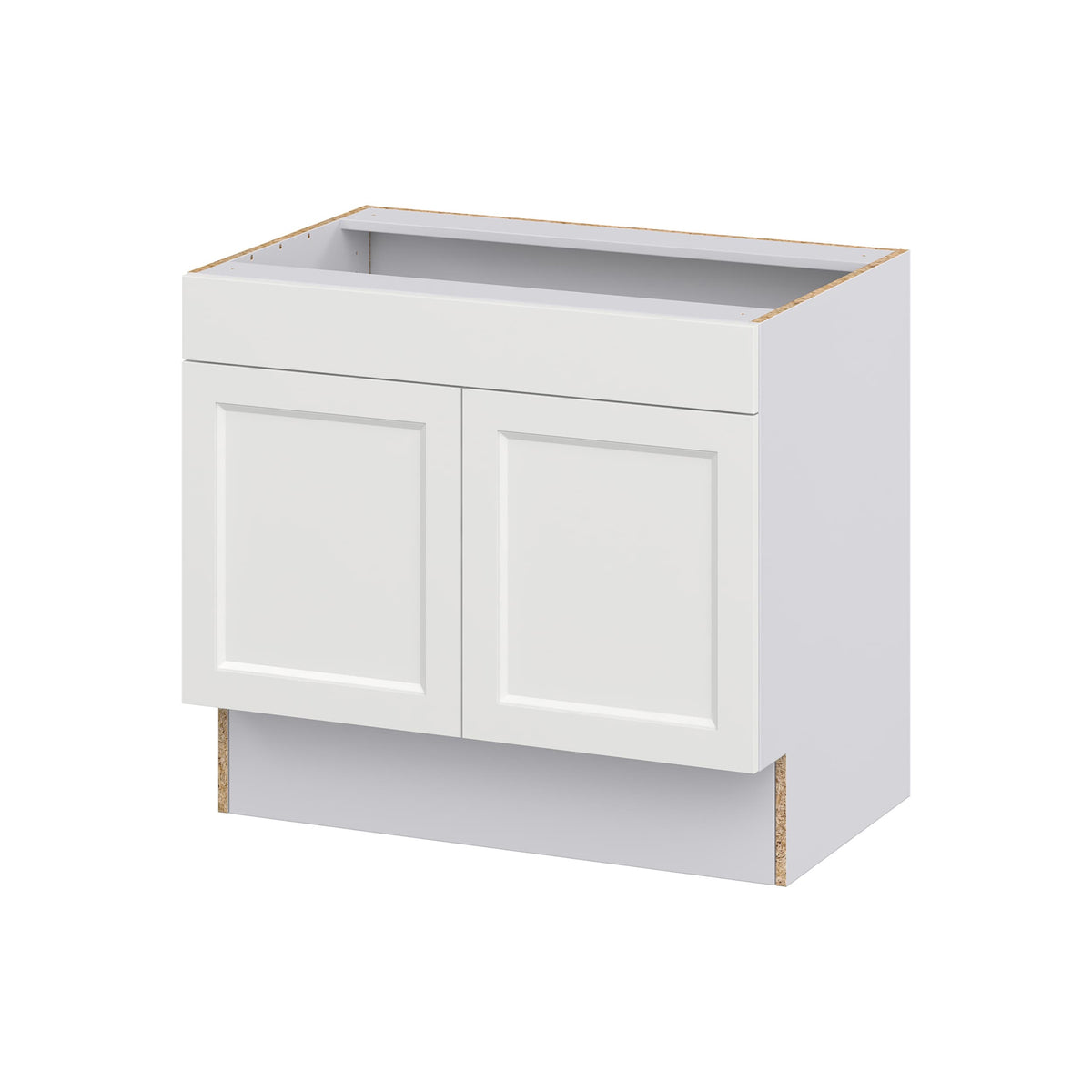 Hugo&Borg Riviera 36-in W x 32.5-in H x 24-in D Bright White Sink Base Fully Assembled Cabinet (Recessed Panel Shaker Style)