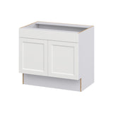 Hugo&Borg Riviera 36-in W x 32.5-in H x 24-in D Bright White Sink Base Fully Assembled Cabinet (Recessed Panel Shaker Style)