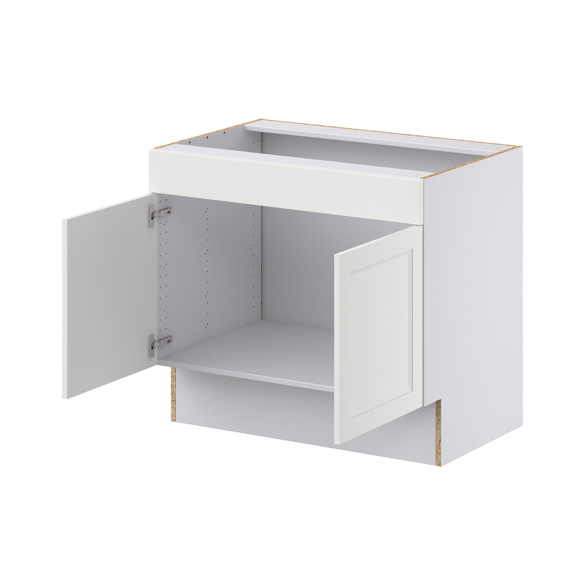 Hugo&Borg Riviera 36-in W x 32.5-in H x 24-in D Bright White Sink Base Fully Assembled Cabinet (Recessed Panel Shaker Style)