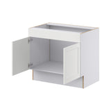 Hugo&Borg Riviera 36-in W x 32.5-in H x 24-in D Bright White Sink Base Fully Assembled Cabinet (Recessed Panel Shaker Style)