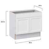 Hugo&Borg Riviera 36-in W x 32.5-in H x 24-in D Bright White Sink Base Fully Assembled Cabinet (Recessed Panel Shaker Style)