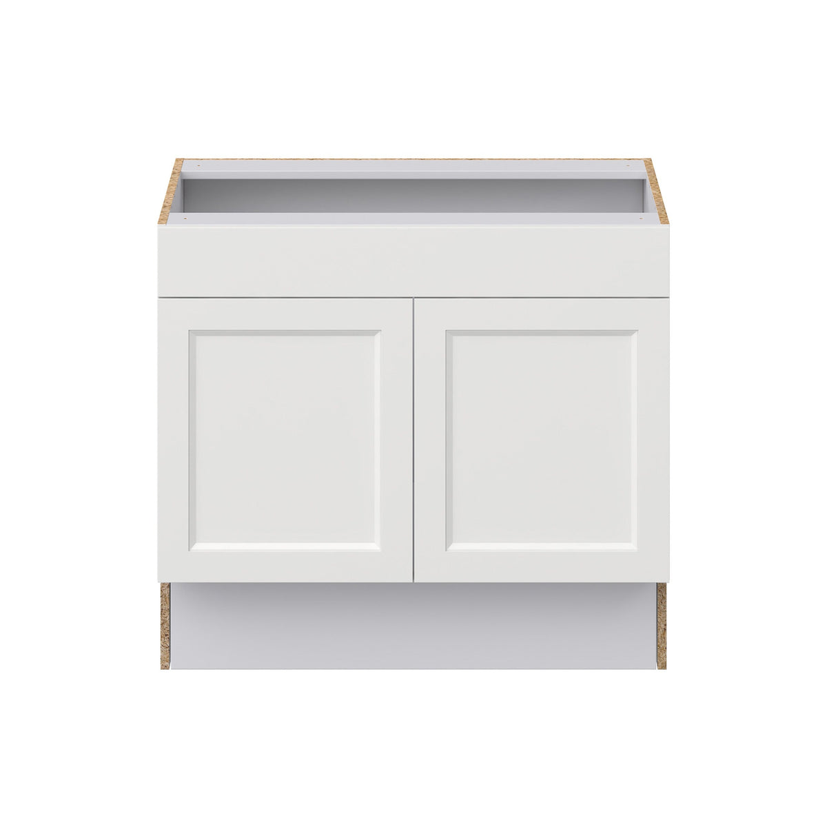 Hugo&Borg Riviera 36-in W x 32.5-in H x 24-in D Bright White Sink Base Fully Assembled Cabinet (Recessed Panel Shaker Style)