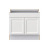 Hugo&Borg Riviera 36-in W x 32.5-in H x 24-in D Bright White Sink Base Fully Assembled Cabinet (Recessed Panel Shaker Style)