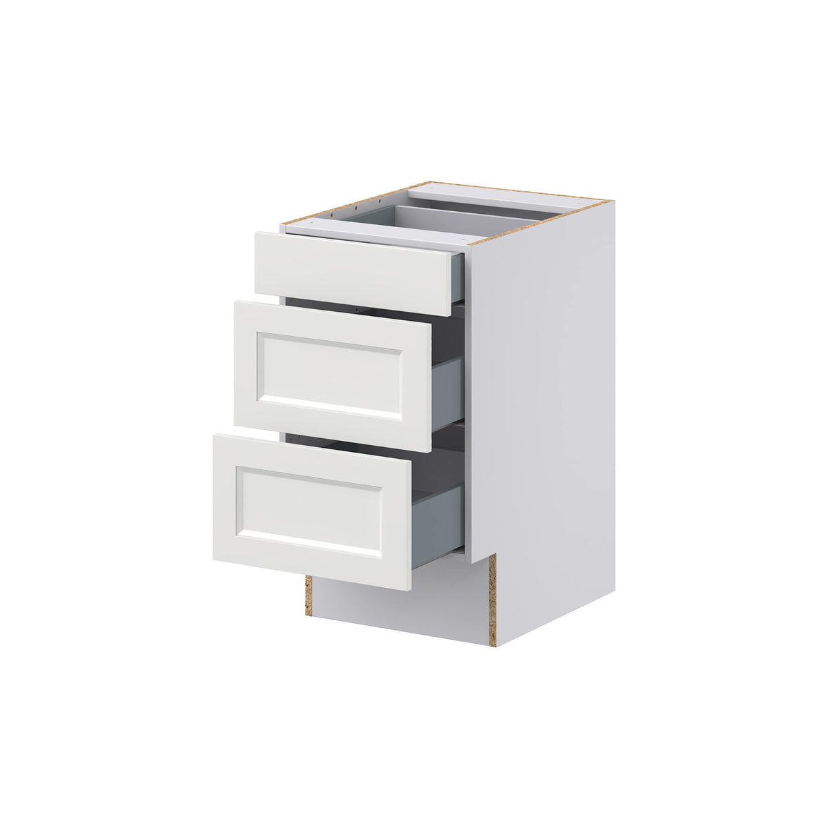 Hugo&Borg Riviera 18-in W x 32.5-in H x 24-in D Bright White 3-Drawer Base Fully Assembled Cabinet (Recessed Panel Style)