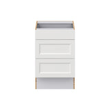 Hugo&Borg Riviera 21-in W x 32.5-in H x 24-in D Bright White 3-Drawer Base Fully Assembled Cabinet (Recessed Panel Style)