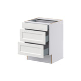 Hugo&Borg Riviera 24-in W x 32.5-in H x 24-in D Bright White 3-Drawer Base Fully Assembled Cabinet (Recessed Panel Style)