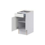 Hugo&Borg Riviera 15-in W x 34.5-in H x 24-in D Bright White 1-Drawer Base Fully Assembled Cabinet (Recessed Panel Shaker Door Style)