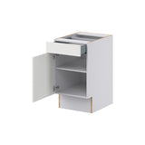 Hugo&Borg Riviera 18-in W x 34.5-in H x 25-in D Bright White 1-Drawer Base Fully Assembled Cabinet (Recessed Panel Shaker Door Style)