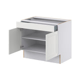Hugo&Borg Riviera 36-in W x 32.5-in H x 24-in D Bright White 1-Drawer Base Fully Assembled Cabinet (Recessed Panel Shaker Style)