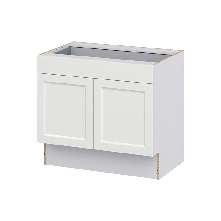 Hugo&Borg Riviera 36-in W x 32.5-in H x 24-in D Bright White 1-Drawer Base Fully Assembled Cabinet (Recessed Panel Shaker Style)