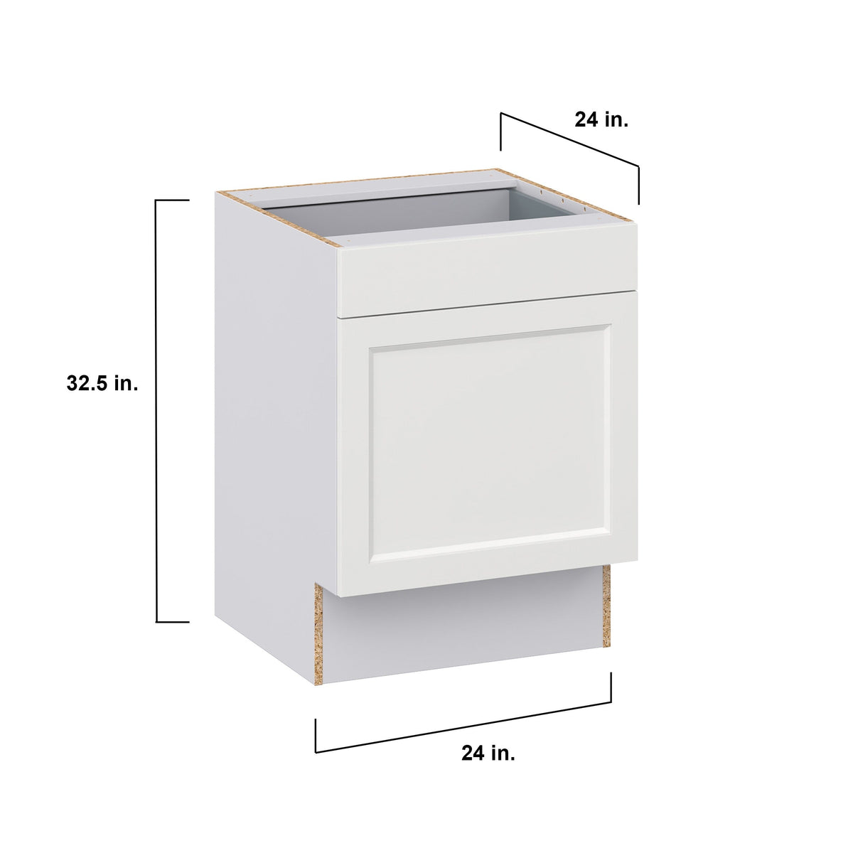Hugo&Borg Riviera 24-in W x 34.5-in H x 24-in D Bright White 1-Drawer Base Fully Assembled Cabinet (Recessed Panel Shaker Door Style)