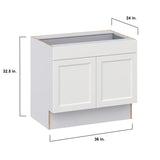 Hugo&Borg Riviera 36-in W x 32.5-in H x 24-in D Bright White 1-Drawer Base Fully Assembled Cabinet (Recessed Panel Shaker Style)
