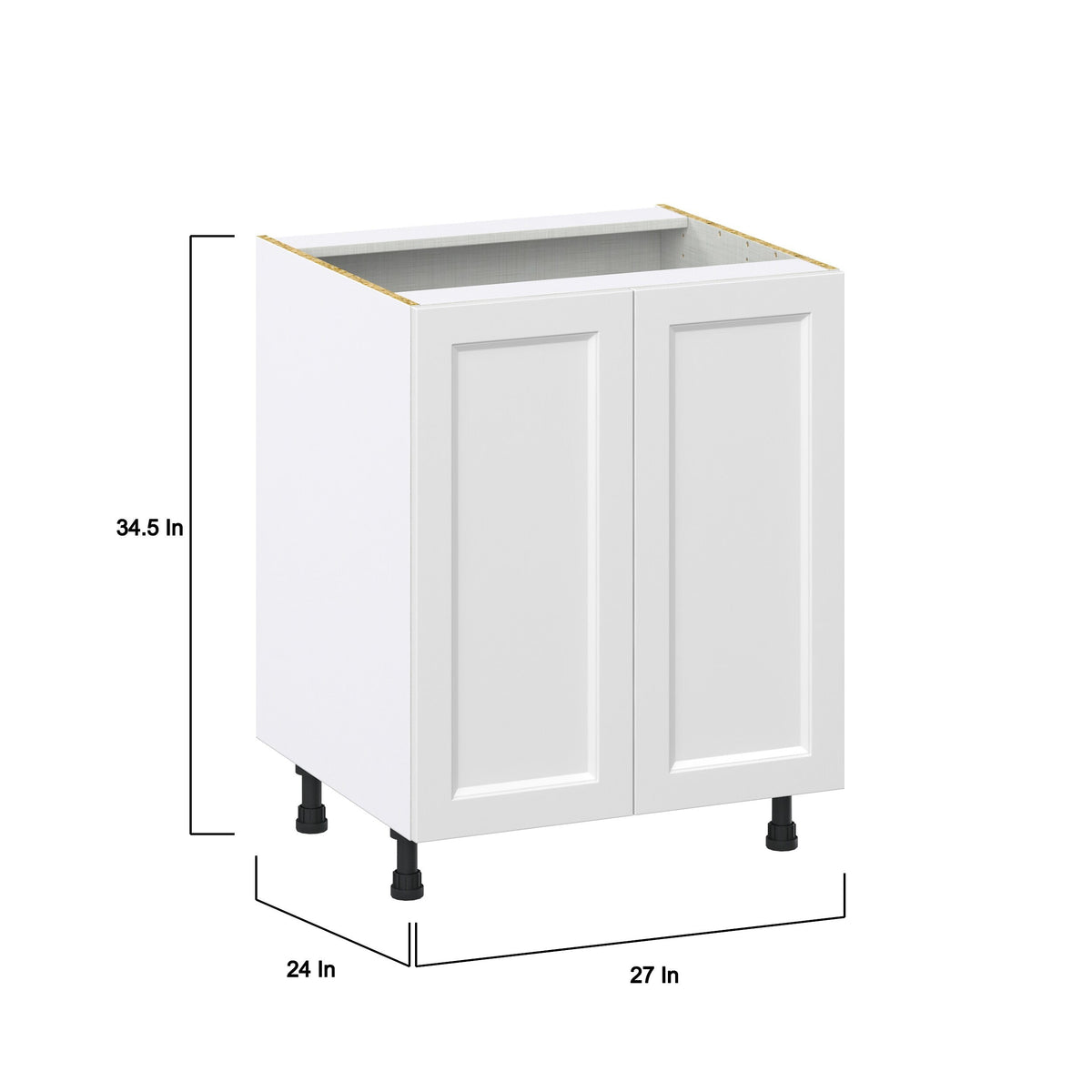 Hugo&Borg Riviera 27-in W x 34.5-in H x 24-in D Bright White Base Fully Assembled Cabinet (Recessed Panel Shaker Door Style)