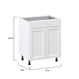 Hugo&Borg Riviera 27-in W x 34.5-in H x 24-in D Bright White 1-Drawer Base Fully Assembled Cabinet (Recessed Panel Shaker Style)