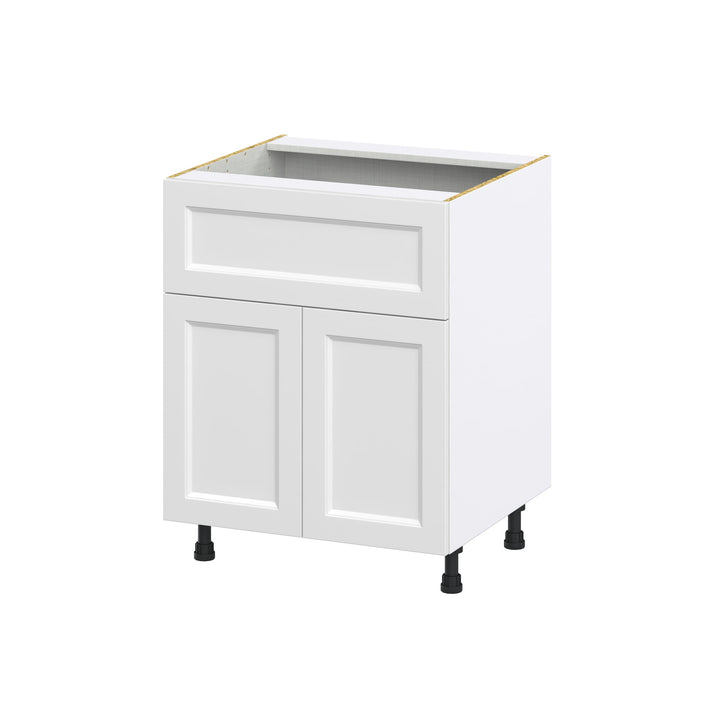 Hugo&Borg Riviera 27-in W x 34.5-in H x 25-in D Bright White 1-Drawer Base Fully Assembled Cabinet (Recessed Panel Shaker Style)