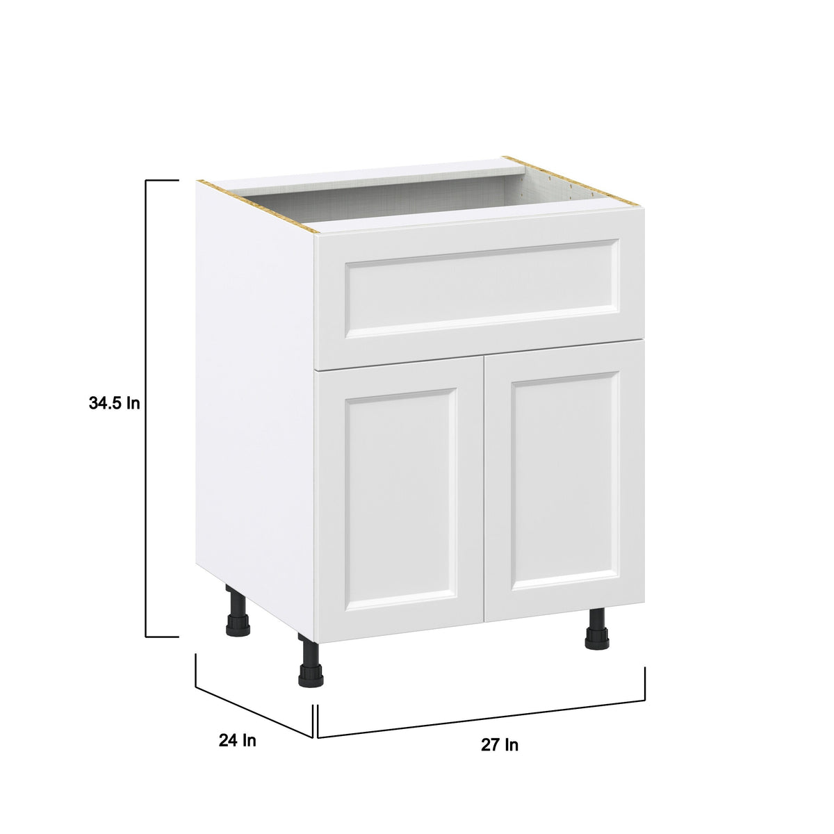 Hugo&Borg Riviera 27-in W x 34.5-in H x 25-in D Bright White 1-Drawer Base Fully Assembled Cabinet (Recessed Panel Shaker Style)