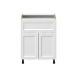 Hugo&Borg Riviera 27-in W x 34.5-in H x 25-in D Bright White 1-Drawer Base Fully Assembled Cabinet (Recessed Panel Shaker Style)