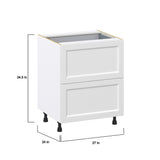 Hugo&Borg Riviera 27-in W x 34.5-in H x 24-in D Bright White 3-Drawer Base Fully Assembled Cabinet (Recessed Panel Style)