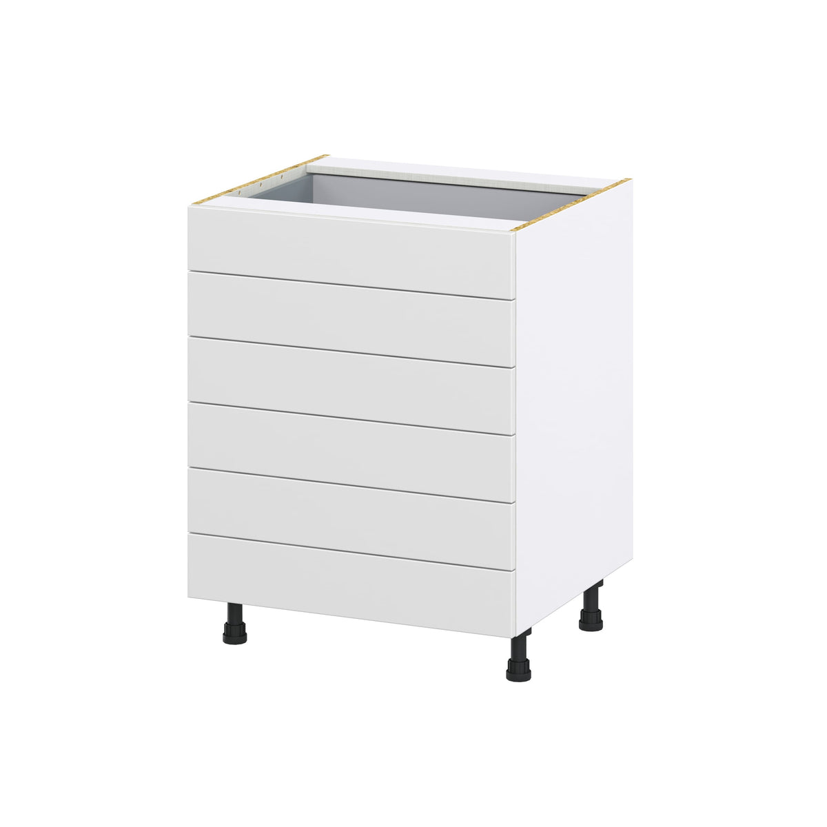 Hugo&Borg Riviera 27-in W x 34.5-in H x 24-in D Bright White 6-Drawer Base Fully Assembled Cabinet (Recessed Panel Style)