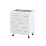 Hugo&Borg Riviera 27-in W x 34.5-in H x 24-in D Bright White 6-Drawer Base Fully Assembled Cabinet (Recessed Panel Style)