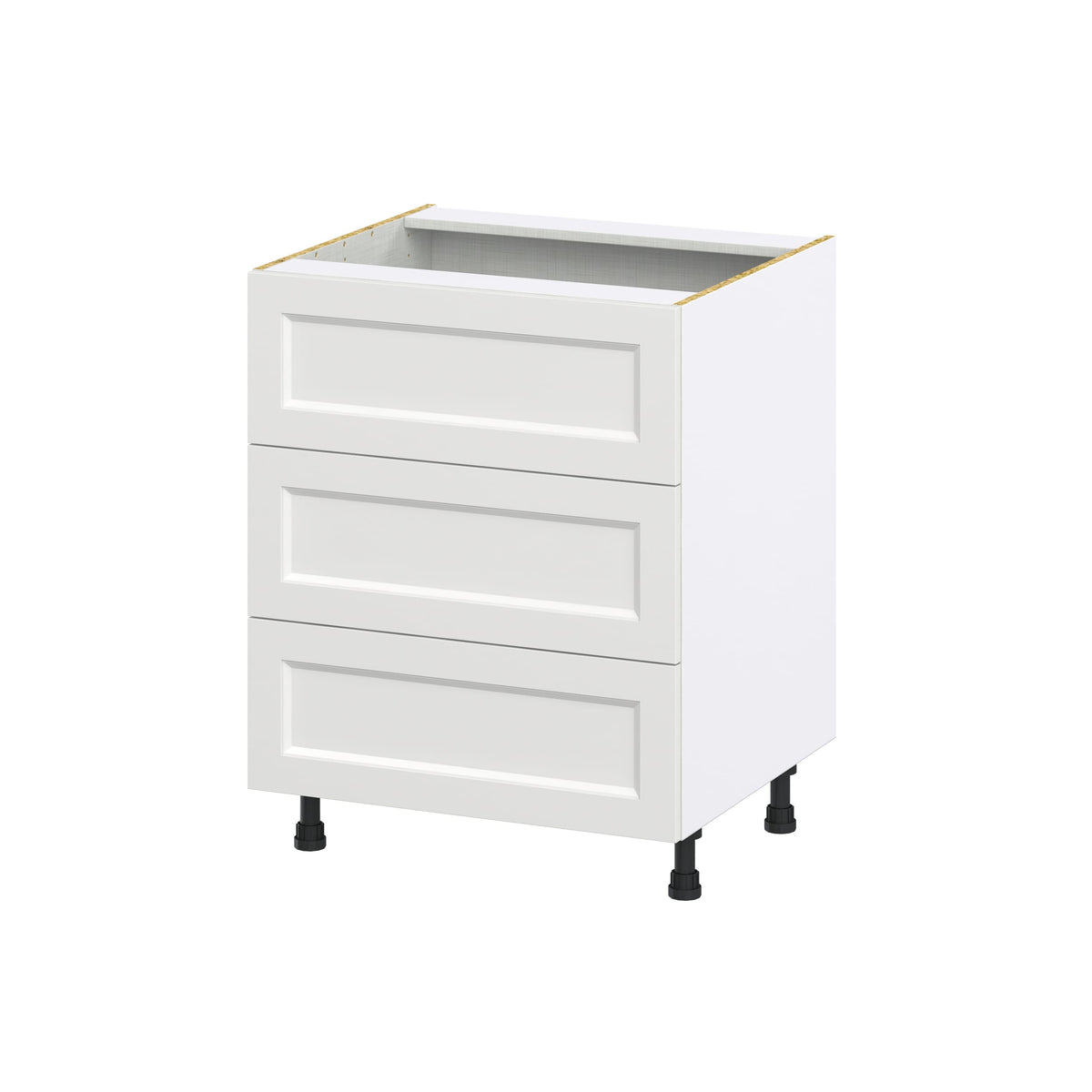Hugo&Borg Riviera 27-in W x 34.5-in H x 24-in D Bright White 3-Drawer Base Fully Assembled Cabinet (Recessed Panel Style)