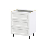 Hugo&Borg Riviera 27-in W x 34.5-in H x 24-in D Bright White 3-Drawer Base Fully Assembled Cabinet (Recessed Panel Style)