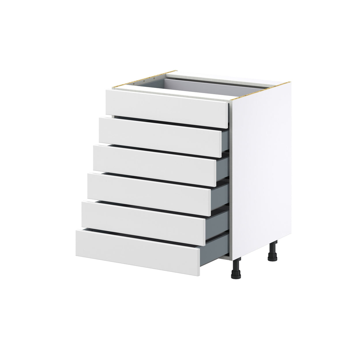 Hugo&Borg Riviera 27-in W x 34.5-in H x 24-in D Bright White 6-Drawer Base Fully Assembled Cabinet (Recessed Panel Style)