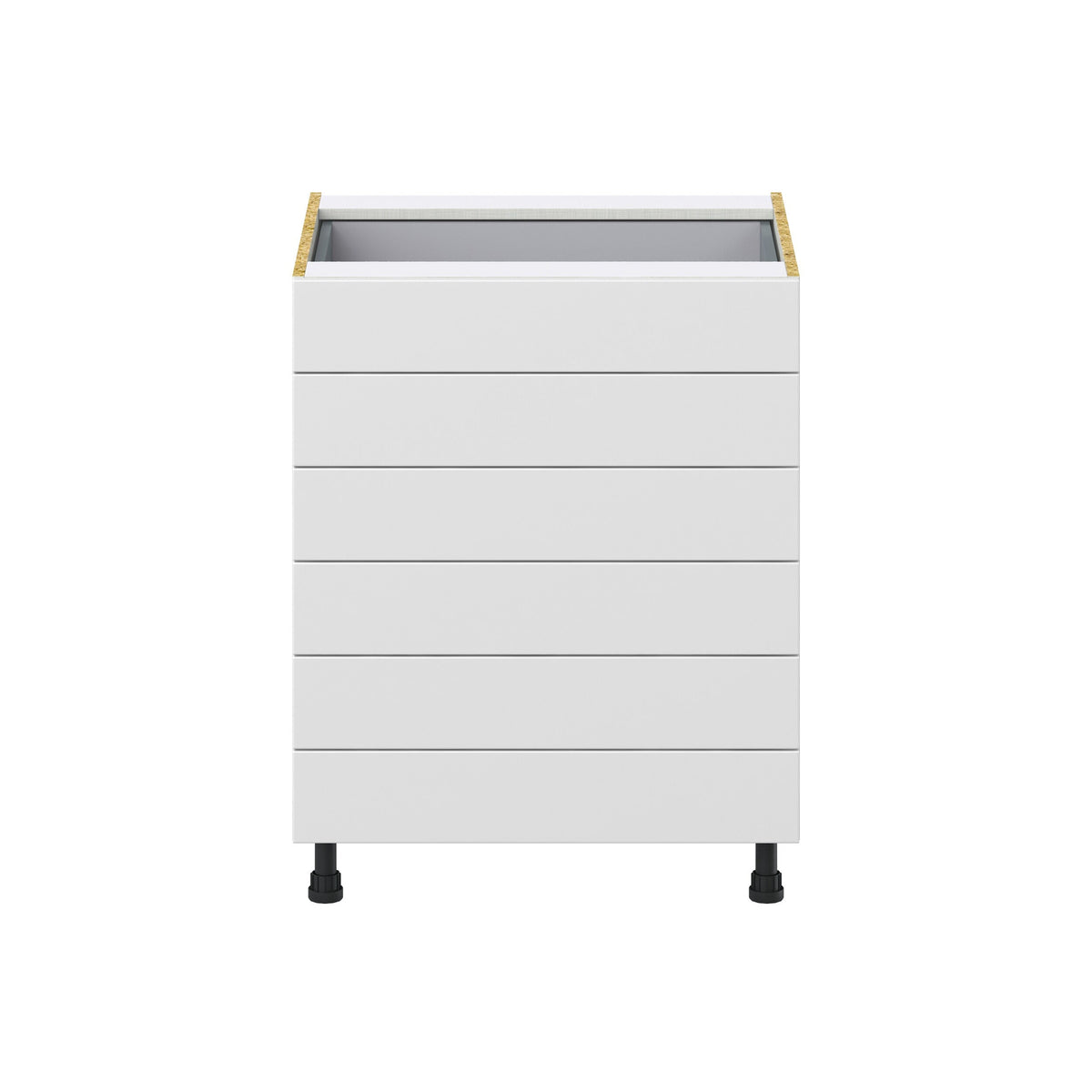 Hugo&Borg Riviera 27-in W x 34.5-in H x 24-in D Bright White 6-Drawer Base Fully Assembled Cabinet (Recessed Panel Style)