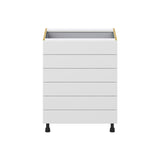 Hugo&Borg Riviera 27-in W x 34.5-in H x 24-in D Bright White 6-Drawer Base Fully Assembled Cabinet (Recessed Panel Style)