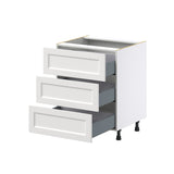 Hugo&Borg Riviera 27-in W x 34.5-in H x 24-in D Bright White 3-Drawer Base Fully Assembled Cabinet (Recessed Panel Style)