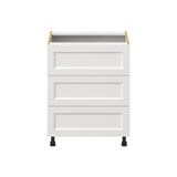 Hugo&Borg Riviera 27-in W x 34.5-in H x 24-in D Bright White 3-Drawer Base Fully Assembled Cabinet (Recessed Panel Style)