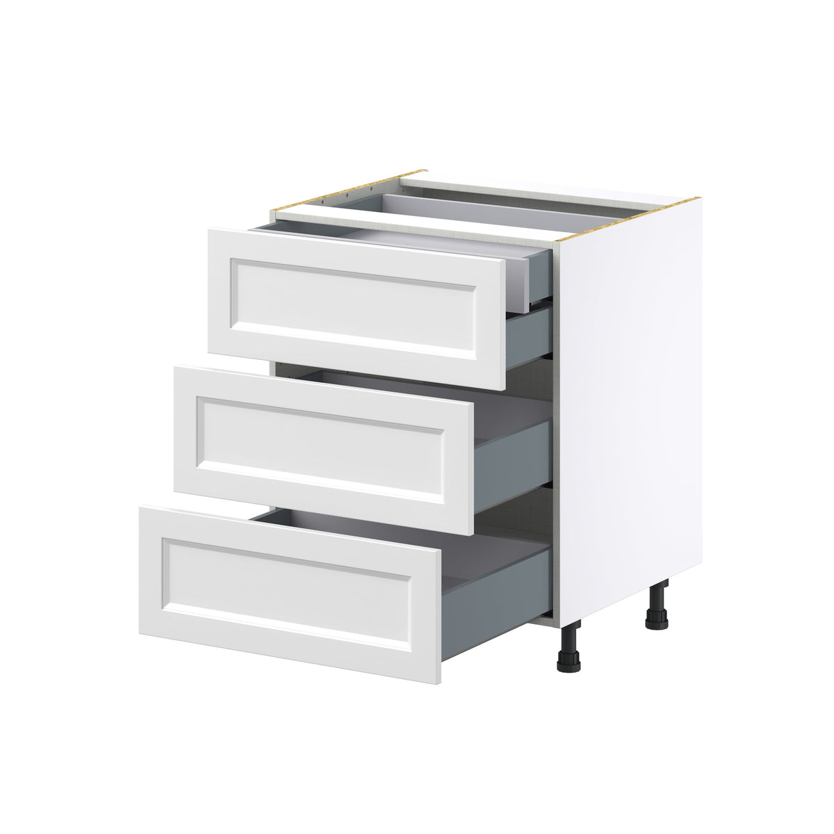 Hugo&Borg Riviera 27-in W x 34.5-in H x 24-in D Bright White 4-Drawer Base Fully Assembled Cabinet (Recessed Panel Style)