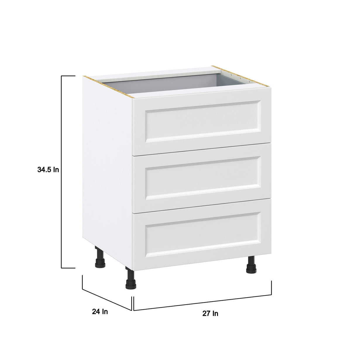 Hugo&Borg Riviera 27-in W x 34.5-in H x 24-in D Bright White 4-Drawer Base Fully Assembled Cabinet (Recessed Panel Style)