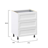 Hugo&Borg Riviera 27-in W x 34.5-in H x 24-in D Bright White 4-Drawer Base Fully Assembled Cabinet (Recessed Panel Style)