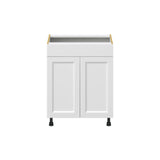 Hugo&Borg Riviera 27-in W x 34.5-in H x 24-in D Bright White Sink Base Fully Assembled Cabinet (Recessed Panel Shaker Style)
