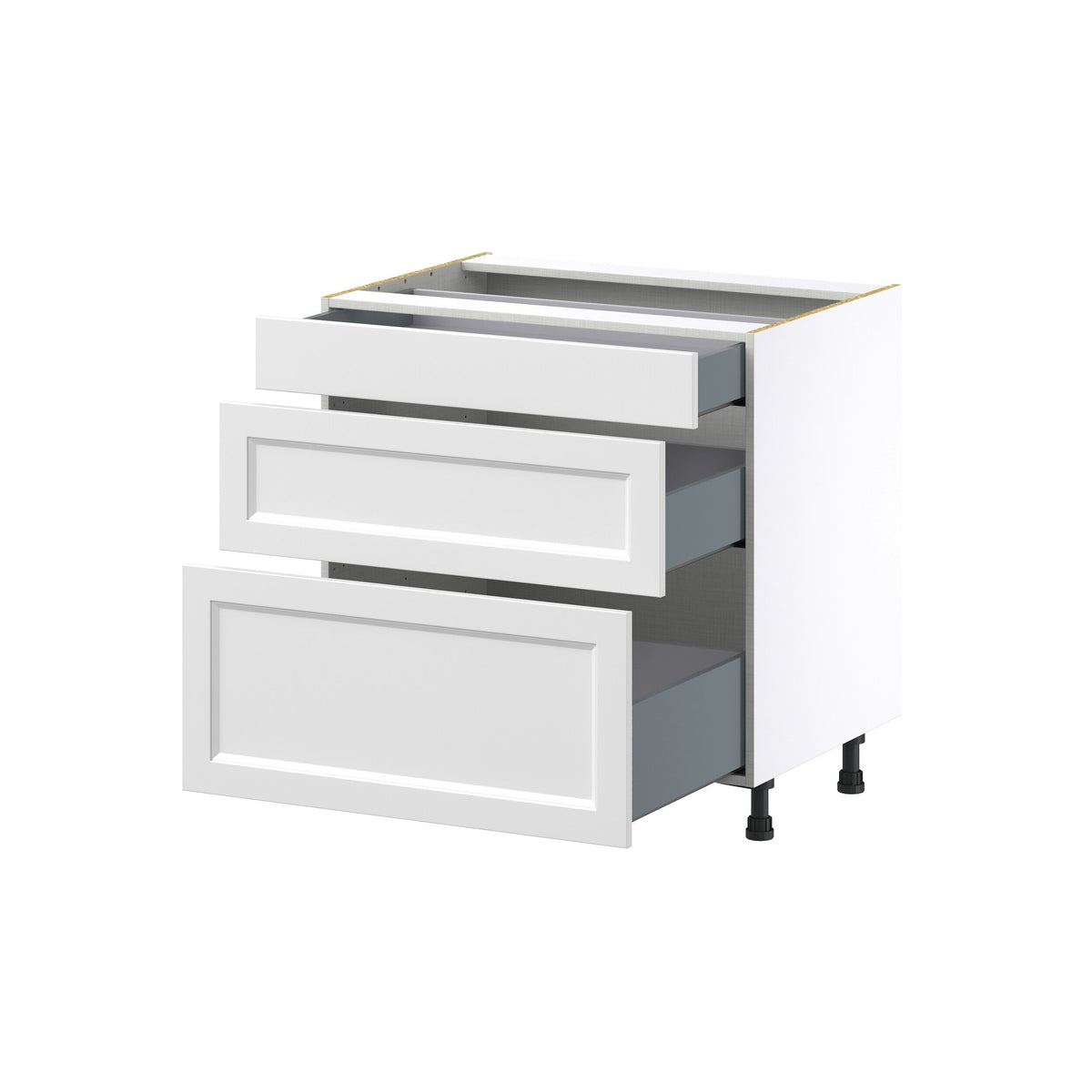 Hugo&Borg Riviera 33-in W x 34.5-in H x 24-in D Bright White 3-Drawer Base Fully Assembled Cabinet (Recessed Panel Style)
