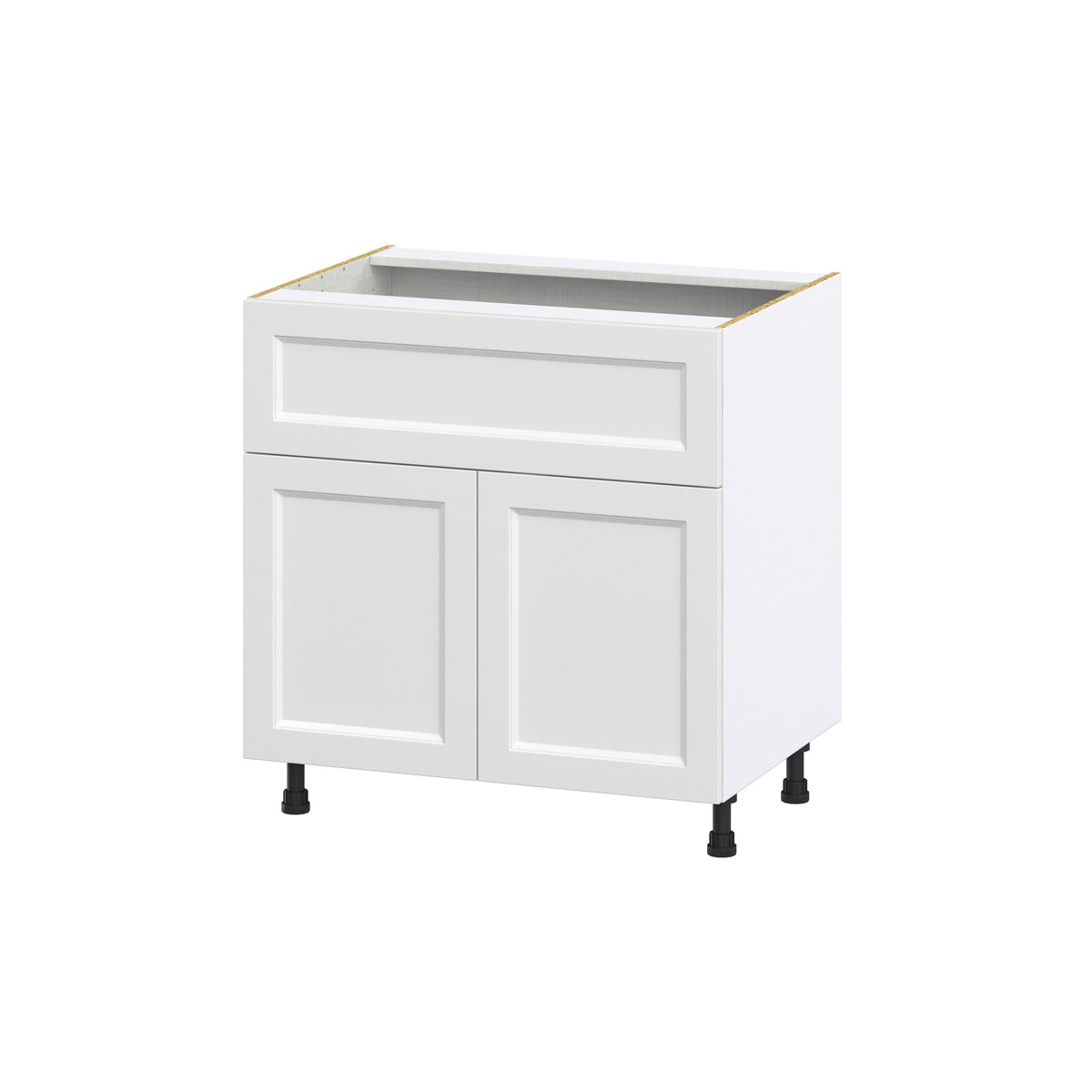 Hugo&Borg Riviera 33-in W x 34.5-in H x 25-in D Bright White 1-Drawer Base Fully Assembled Cabinet (Recessed Panel Shaker Style)