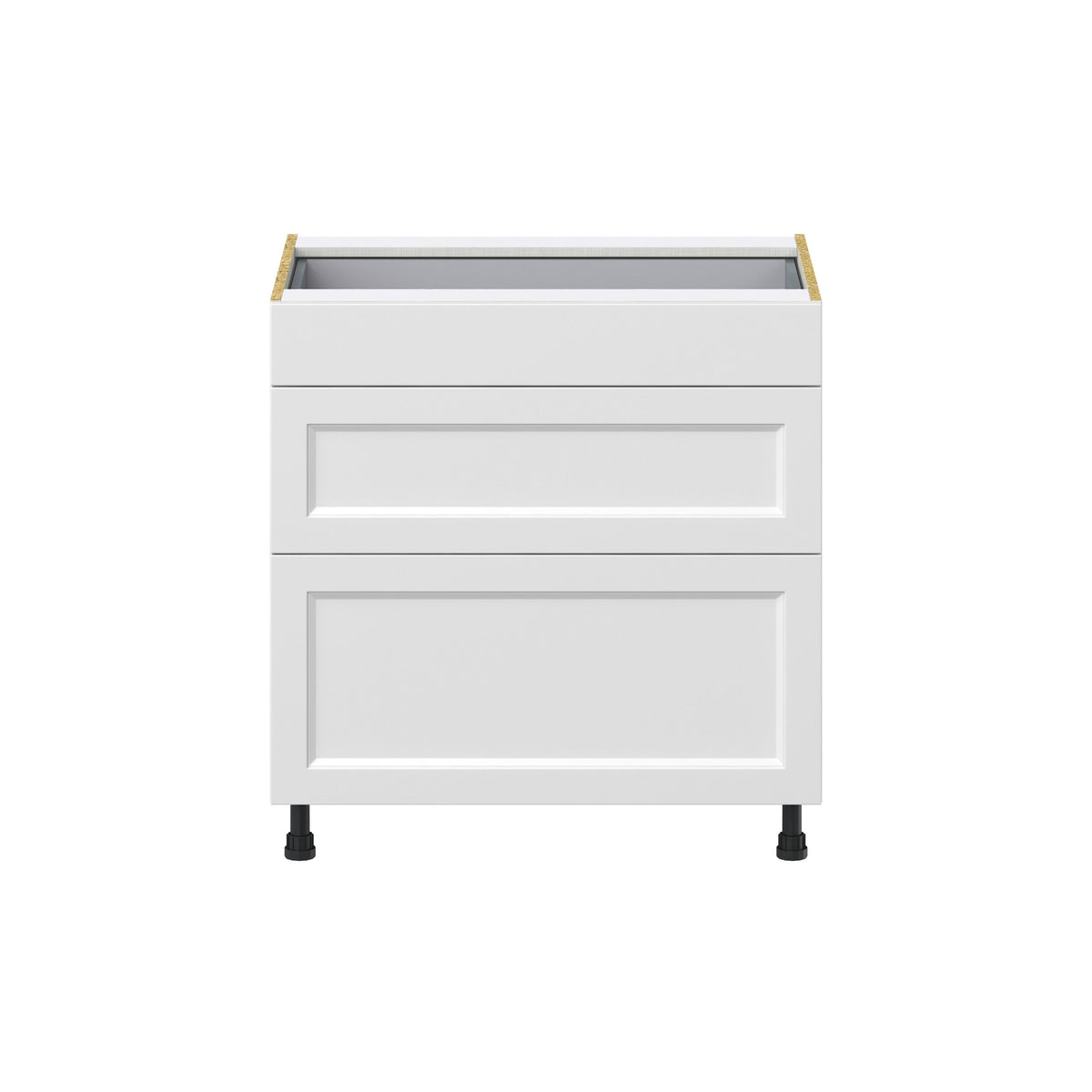 Hugo&Borg Riviera 33-in W x 34.5-in H x 24-in D Bright White 3-Drawer Base Fully Assembled Cabinet (Recessed Panel Style)