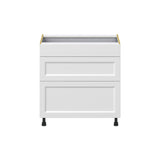 Hugo&Borg Riviera 33-in W x 34.5-in H x 24-in D Bright White 3-Drawer Base Fully Assembled Cabinet (Recessed Panel Style)
