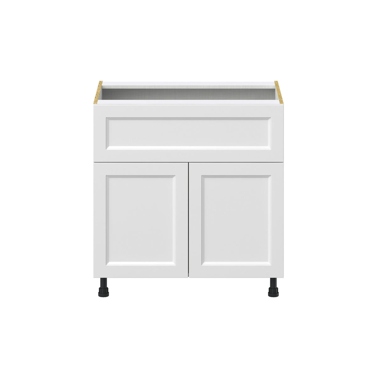 Hugo&Borg Riviera 33-in W x 34.5-in H x 25-in D Bright White 1-Drawer Base Fully Assembled Cabinet (Recessed Panel Shaker Style)