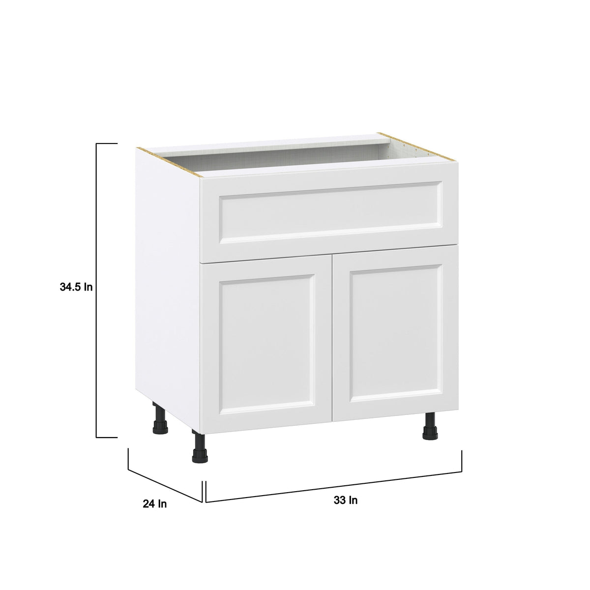 Hugo&Borg Riviera 33-in W x 34.5-in H x 25-in D Bright White 1-Drawer Base Fully Assembled Cabinet (Recessed Panel Shaker Style)