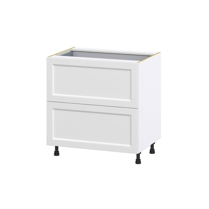 Hugo&Borg Riviera 33-in W x 34.5-in H x 24-in D Bright White 3-Drawer Base Fully Assembled Cabinet (Recessed Panel Style)