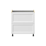 Hugo&Borg Riviera 33-in W x 34.5-in H x 24-in D Bright White 2-Drawer Base Fully Assembled Cabinet (Recessed Panel Style)
