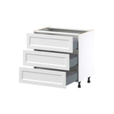 Hugo&Borg Riviera 33-in W x 34.5-in H x 24-in D Bright White 3-Drawer Base Fully Assembled Cabinet (Recessed Panel Style)