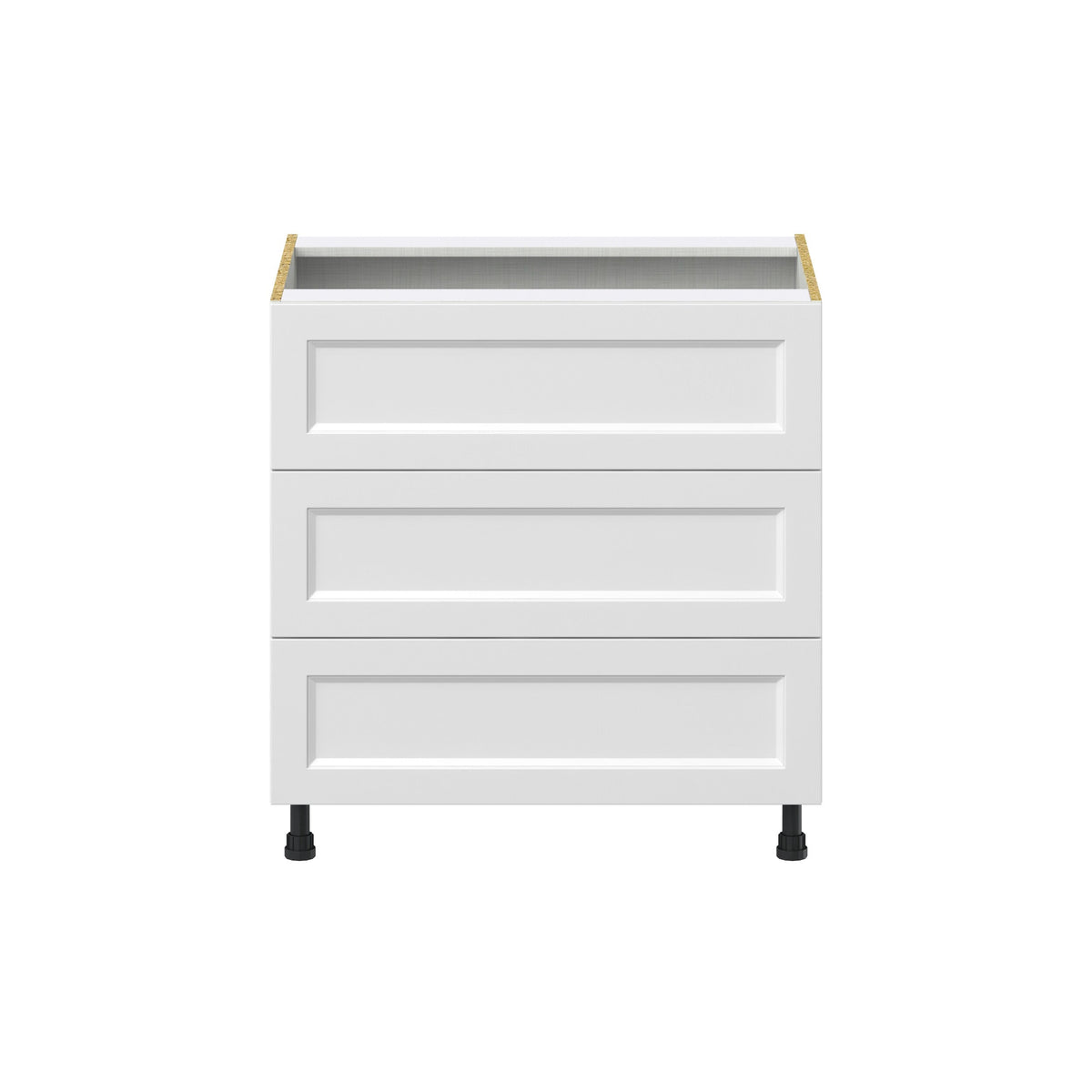 Hugo&Borg Riviera 33-in W x 34.5-in H x 24-in D Bright White 3-Drawer Base Fully Assembled Cabinet (Recessed Panel Style)